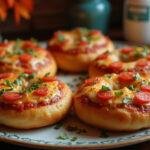 Delicious Stranger Things Pizza Bagels, perfectly baked with melted cheese and vibrant toppings, served on a plate, ideal for a fan-inspired snack.