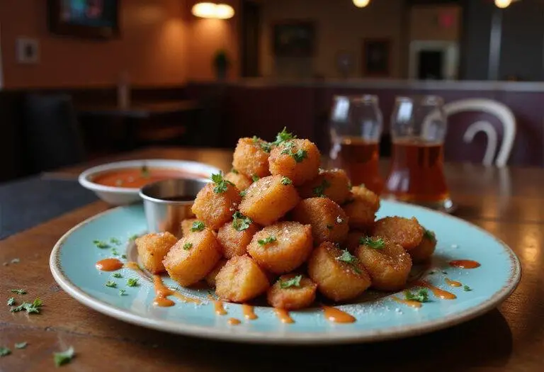 Delicious Stranger Things Tater Tots with dipping sauce, perfect for a nostalgic party.