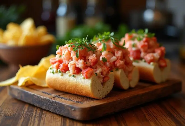 Finished Succession Lobster Rolls served beautifully on a rustic platter, perfect for seafood lovers.