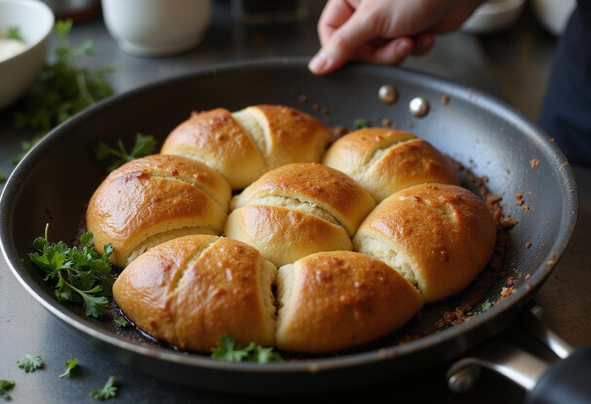 Toasting bread for the Succession Lobster Roll, highlighting perfectly golden rolls in a cozy kitchen setting.