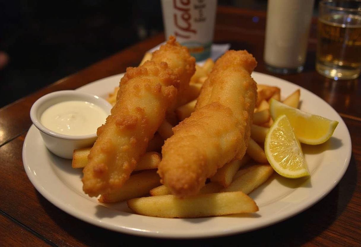 Succulent Ted Lasso Fish and Chips with crispy fish, golden fries, and tartar sauce, ideal for a comforting meal.