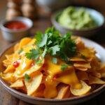 Delicious finished Basement Nachos served with guacamole, perfect for a gathering.