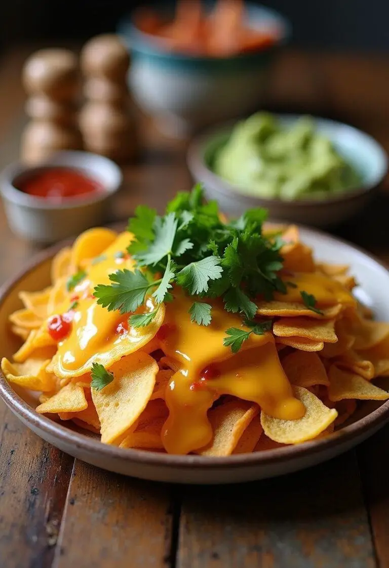 Delicious finished Basement Nachos served with guacamole, perfect for a gathering.