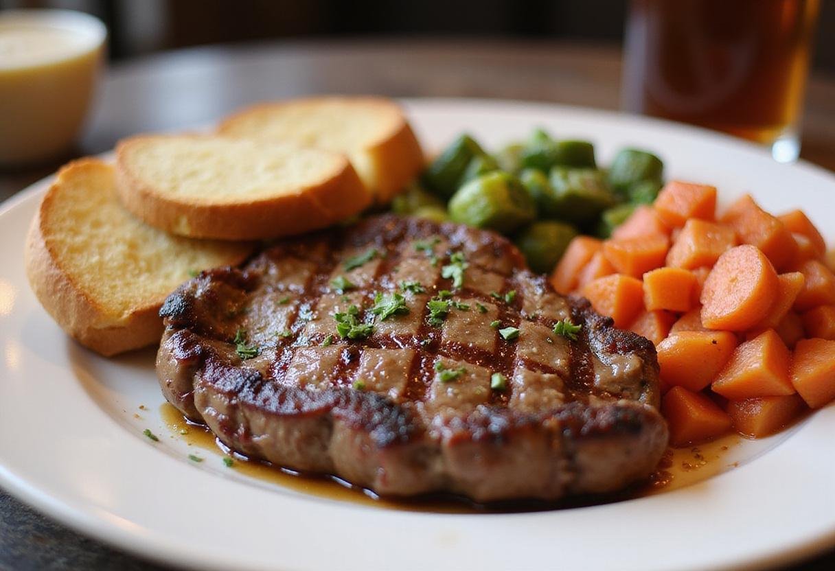 A delectable presentation of That '70s Show Red's Grilled Steak, an iconic dish perfect for any dinner table.