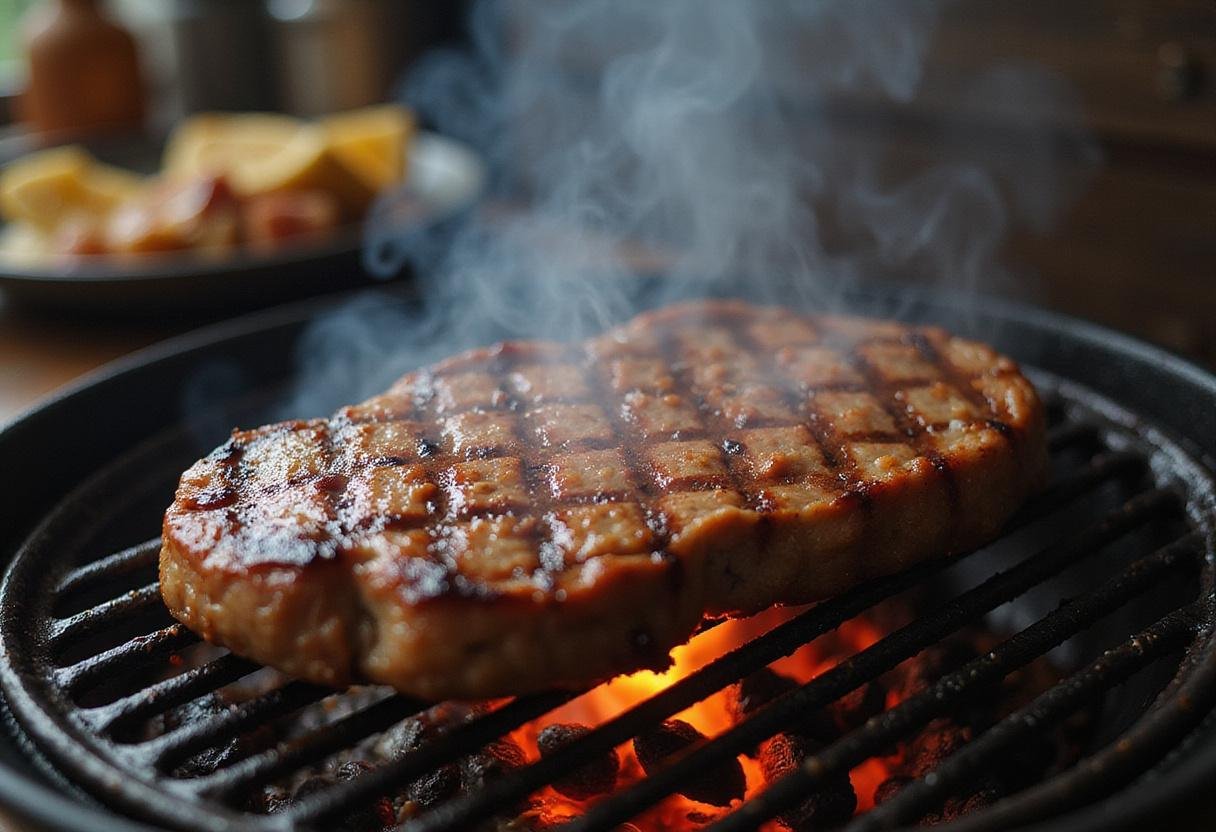 Grilling a perfectly marinated steak for the ultimate That '70s Show Red's Grilled Steak.