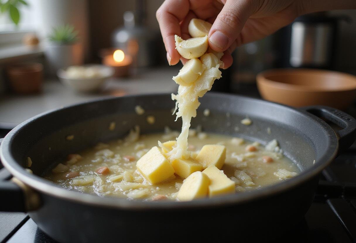Making The Big Bang Theory Onion Soup: Melting butter, garlic, and onions create a flavorful base.