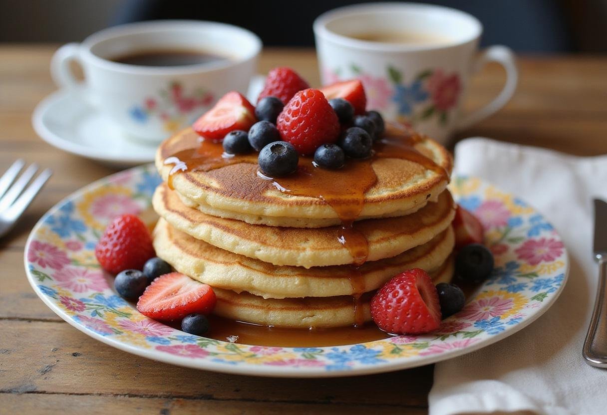 The final result of The Big Bang Theory Saturday Pancakes, a delicious stack ready to be enjoyed for breakfast.
