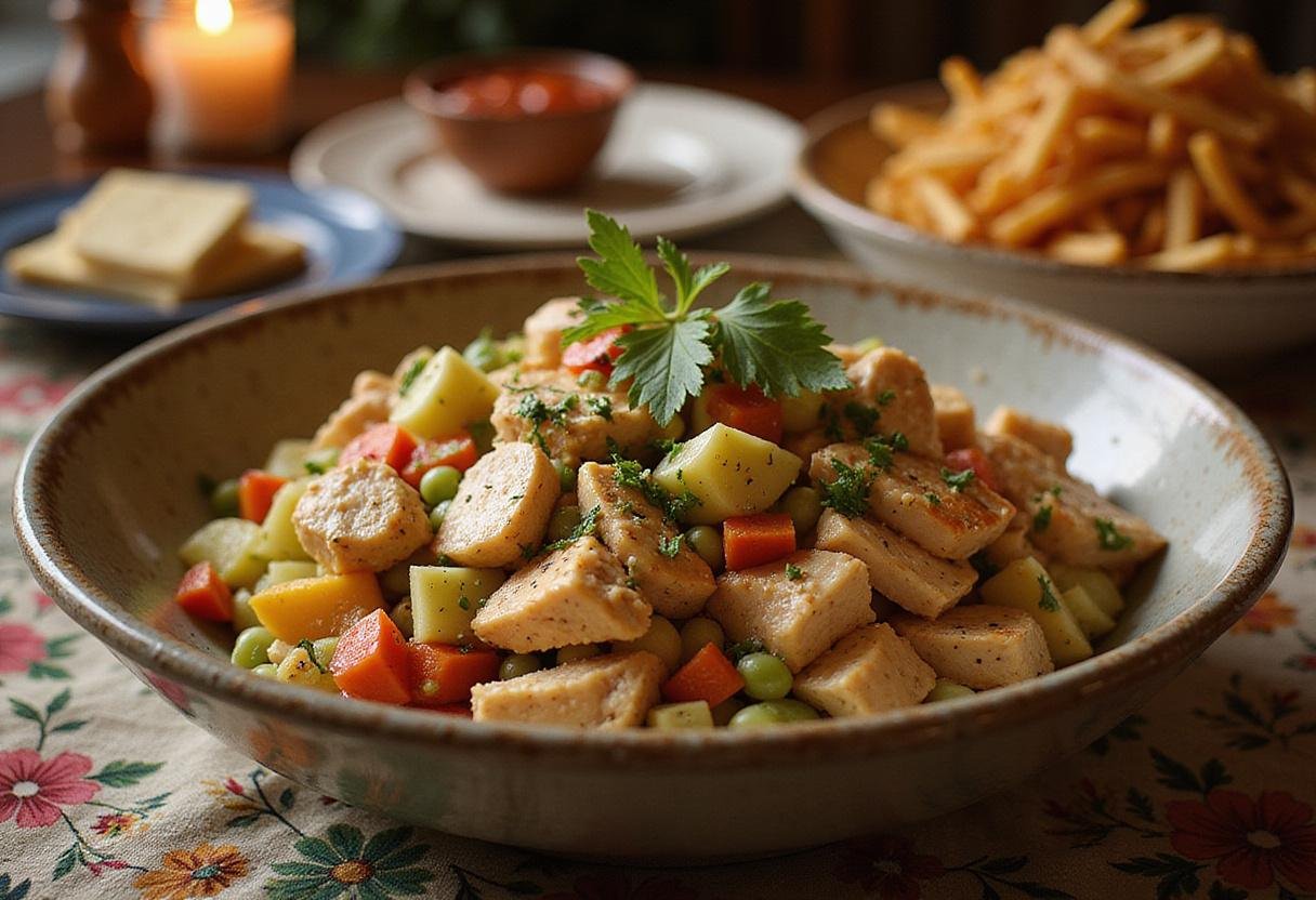 Deliciously arranged Crown Coronation Chicken Salad, a perfect dish for celebrations.