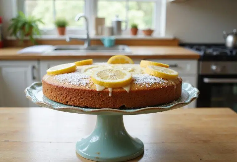 The Crown Lemon Drizzle Cake: a stunning final presentation of a moist, zesty cake, perfect for any occasion, highlighting its lemony goodness and glaze.