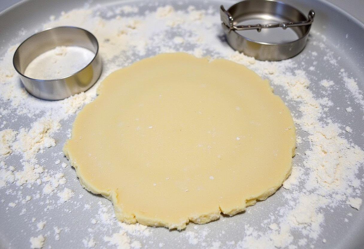 Rolling out dough for Crown Royal scones on a floured surface, preparing to cut into rounds.