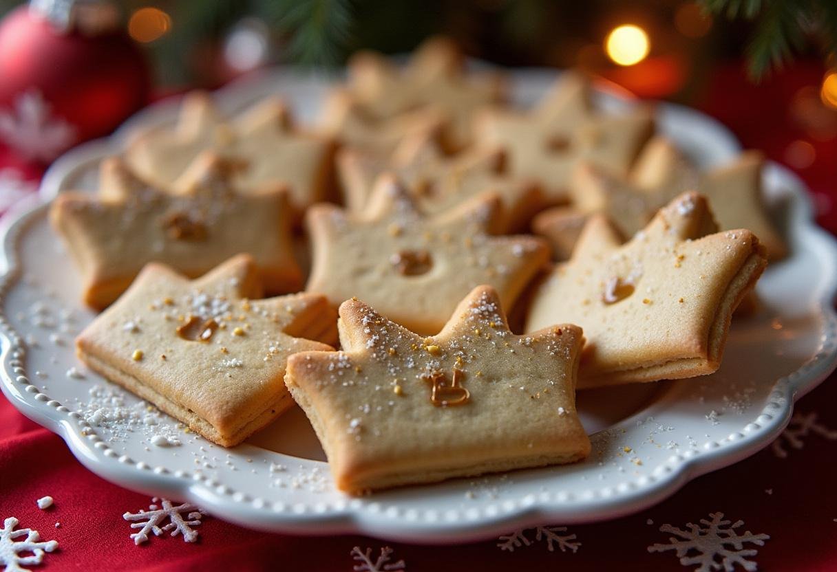 Completed Crown Shortbread Cookies adorned with icing and glitter, perfect for celebrations.