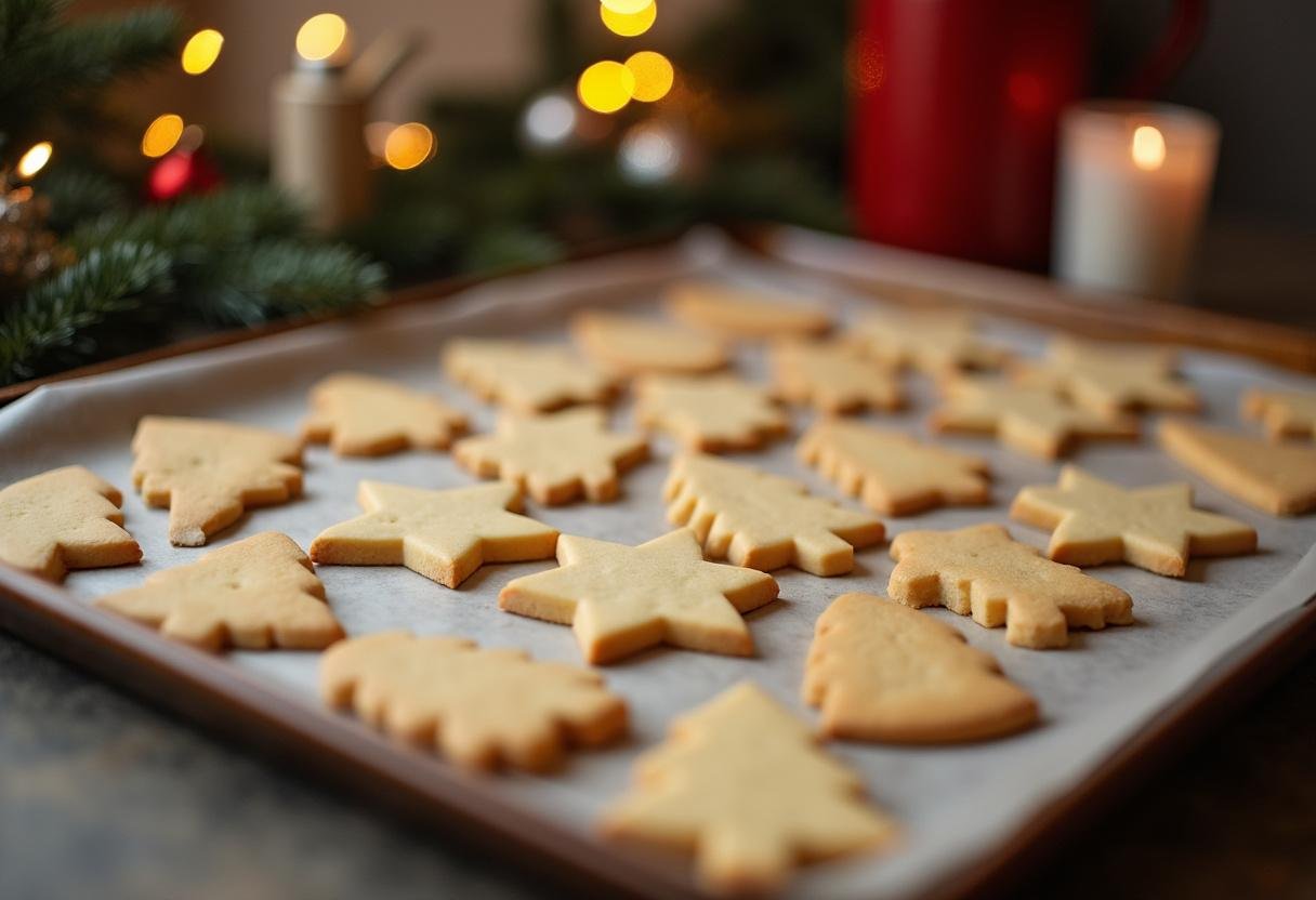 Baking sheet of unbaked Crown Shortbread Cookies prepared for the oven.