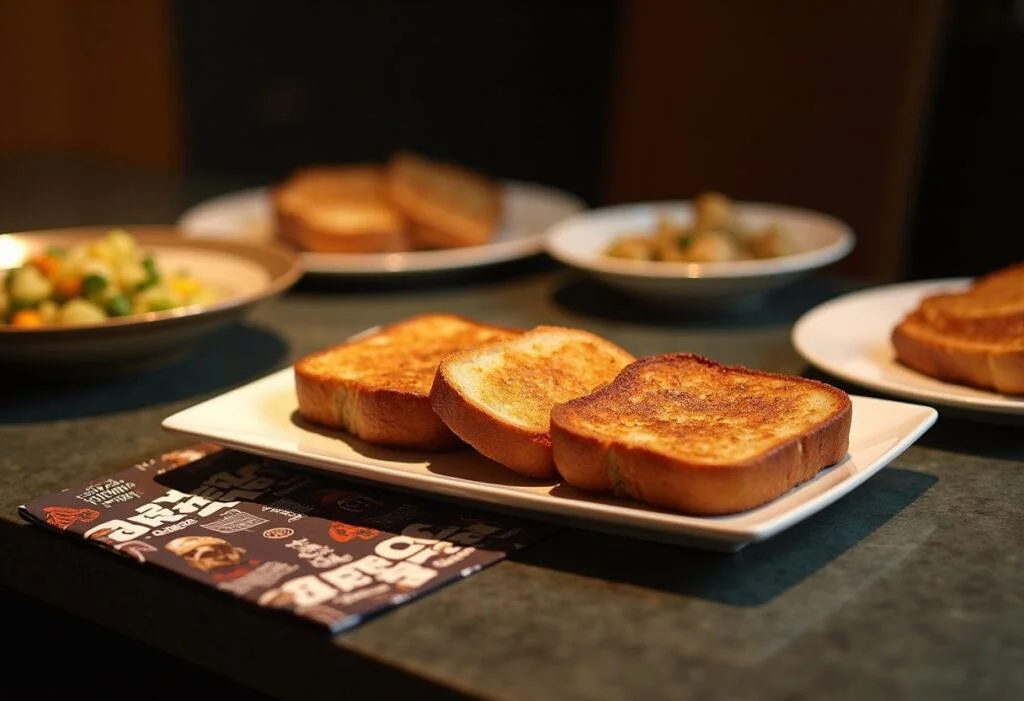 A stunning plate of Mandalorian Tatooine Toast served on a dining table, perfect for a Star Wars-inspired meal.