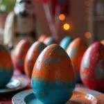 Finished Mandalorian Thermal Detonator Eggs presented for a Star Wars-themed feast, ready to delight fans.