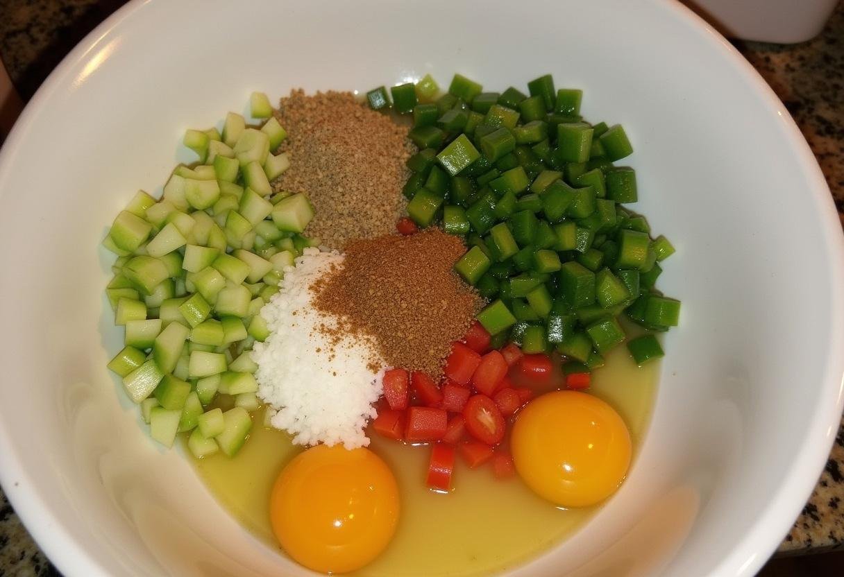 Ingredients for The Mandalorian Thermal Detonator Eggs laid out, showcasing fresh vegetables and eggs for an exciting recipe.