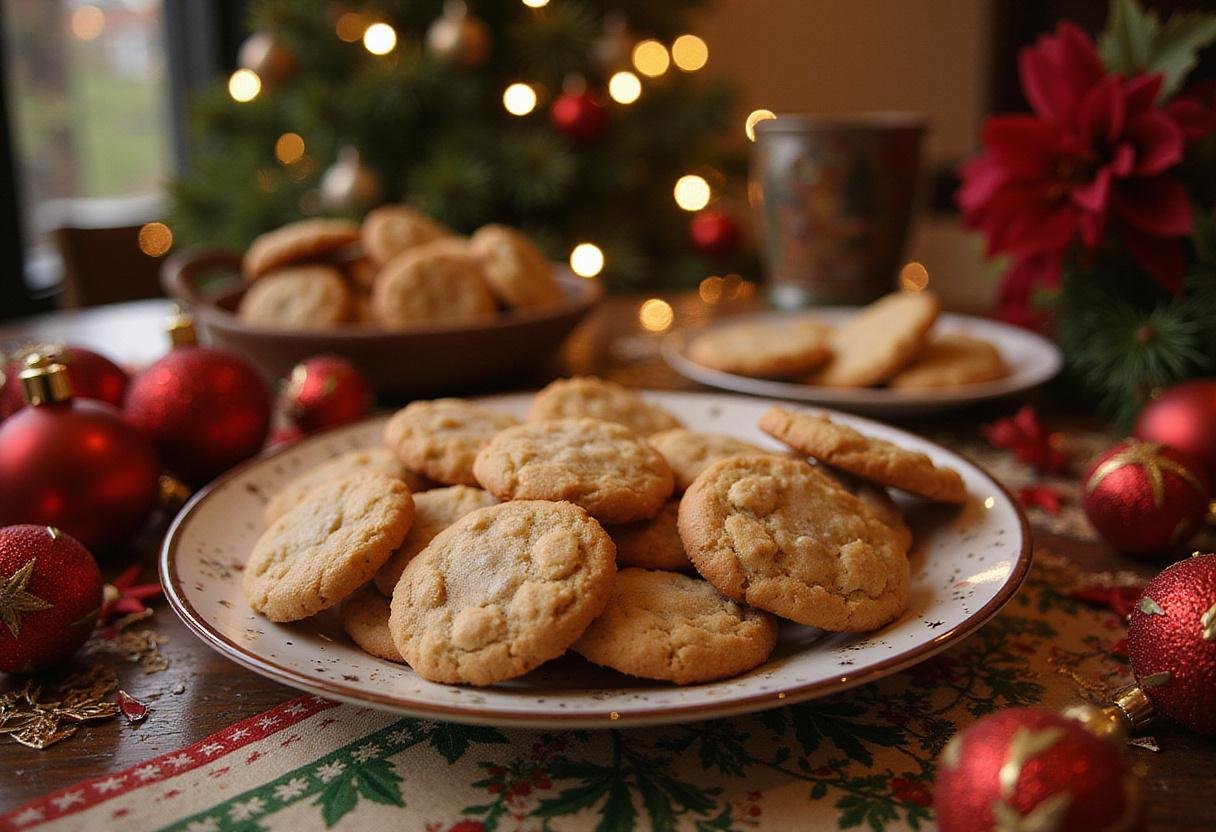 Deliciously decorated Angela's Christmas Cookies on a festive plate, ideal for holiday gatherings and celebrations.