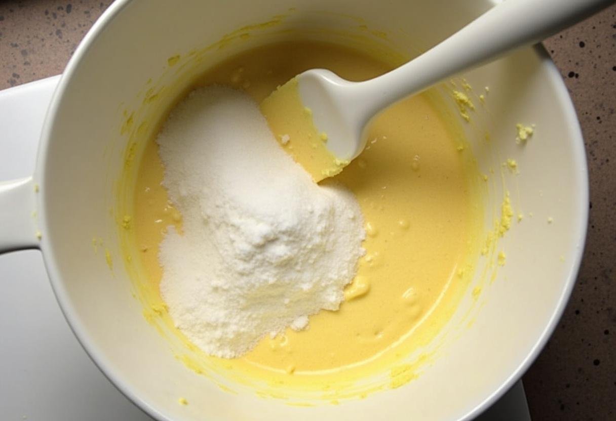 Butter and sugar being creamed together for Angela's Sugar Cookies from The Office.