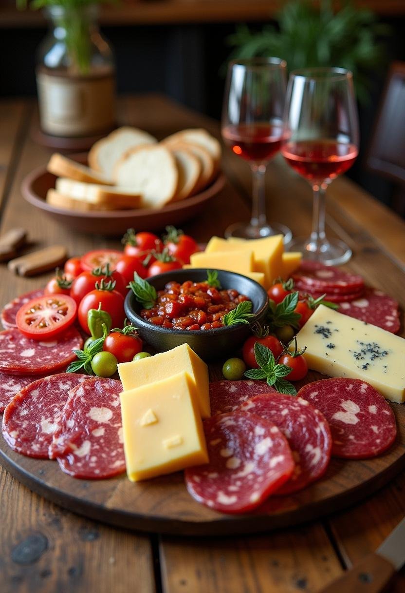 Finished Sopranos Capicola Platter, a perfect arrangement for sharing at Italian-inspired gatherings.