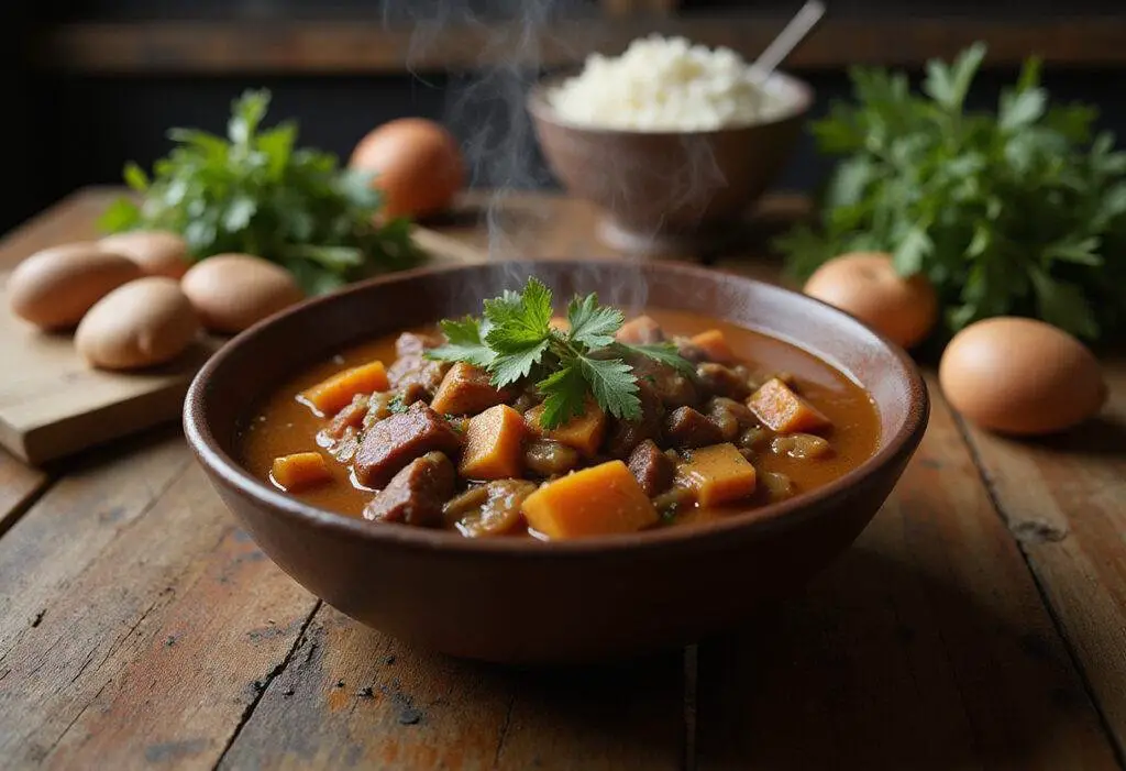 Final presentation of the Walking Dead Survival Stew showcasing the satisfying and hearty meal ideal for survival cooking.