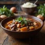 Final presentation of the Walking Dead Survival Stew showcasing the satisfying and hearty meal ideal for survival cooking.