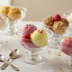 A delightful finishing touch for a Brooklyn Nine-Nine Ice Cream Party, showcasing scoops of homemade ice cream with an array of toppings on a decorative dessert table.
