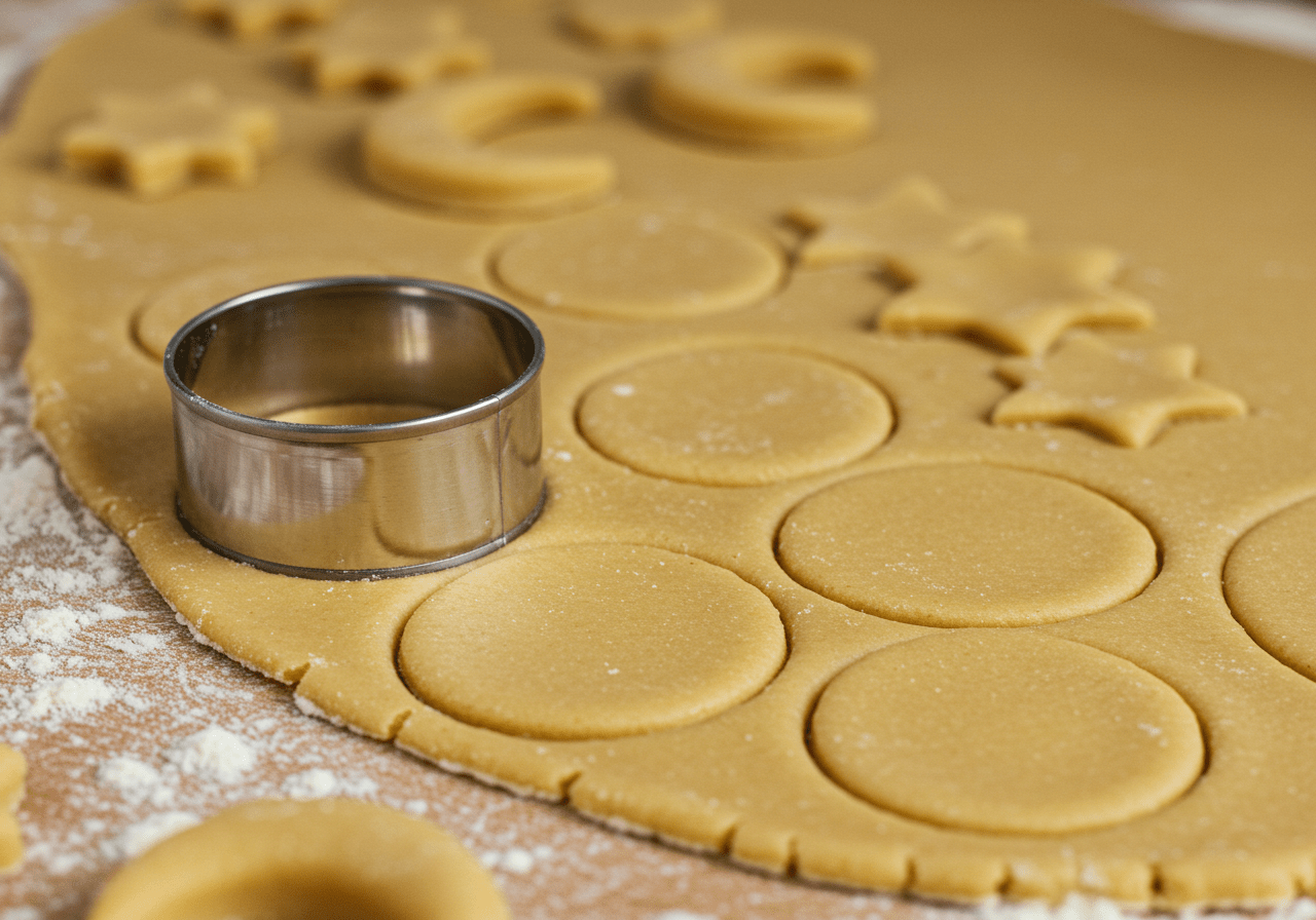 Cutting out fun shapes for Scooby Doo Scooby Snacks dog treats, making them special for furry friends.