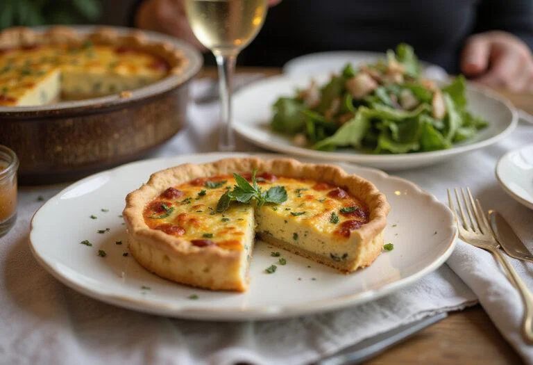 The final presentation of Attack on Titan Levi's Clean Freak Quiche, beautifully garnished and served, perfect for a delightful meal.