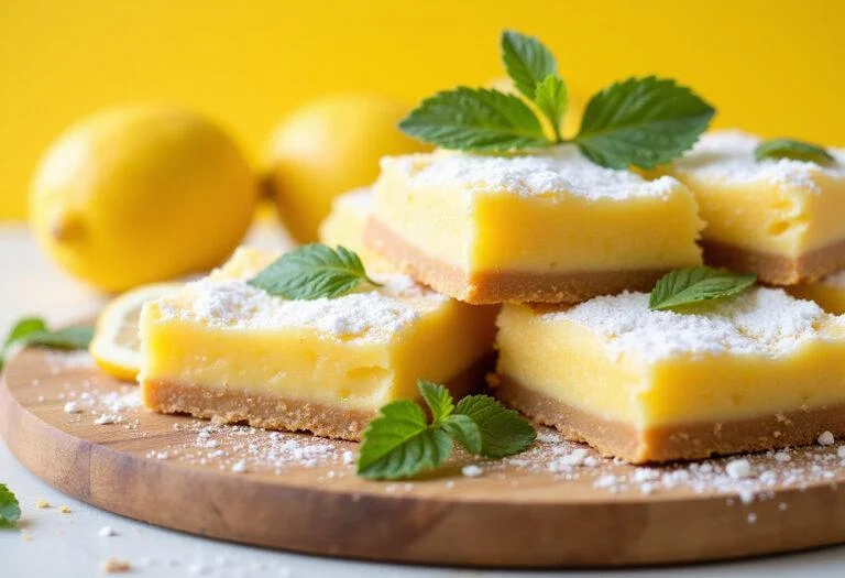 Delicious Breaking Bad Jesse's Lab Lemon Bars served on a cutting board, showcasing their golden top and powdered sugar finish.