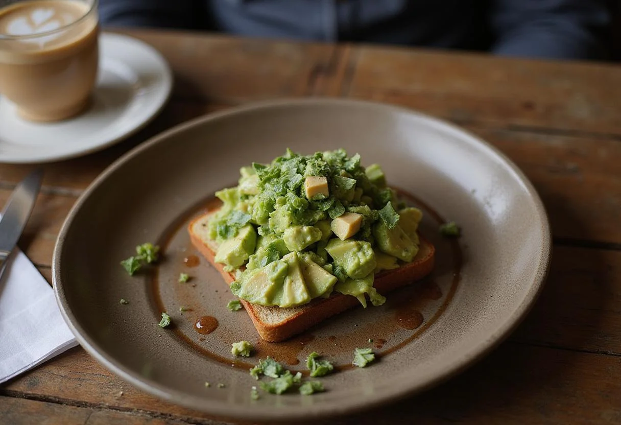 Delicious Brooklyn Nine-Nine Charles Boyle's Artisanal Avocado Toast ready to be enjoyed, perfect for brunch.