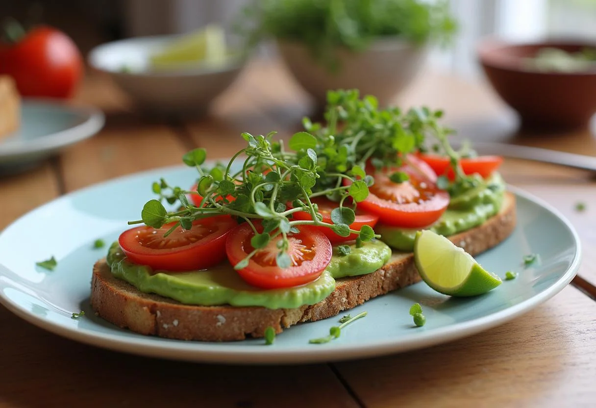 Final display of Brooklyn Nine-Nine Charles Boyle's Artisanal Avocado Toast with colorful garnishes.