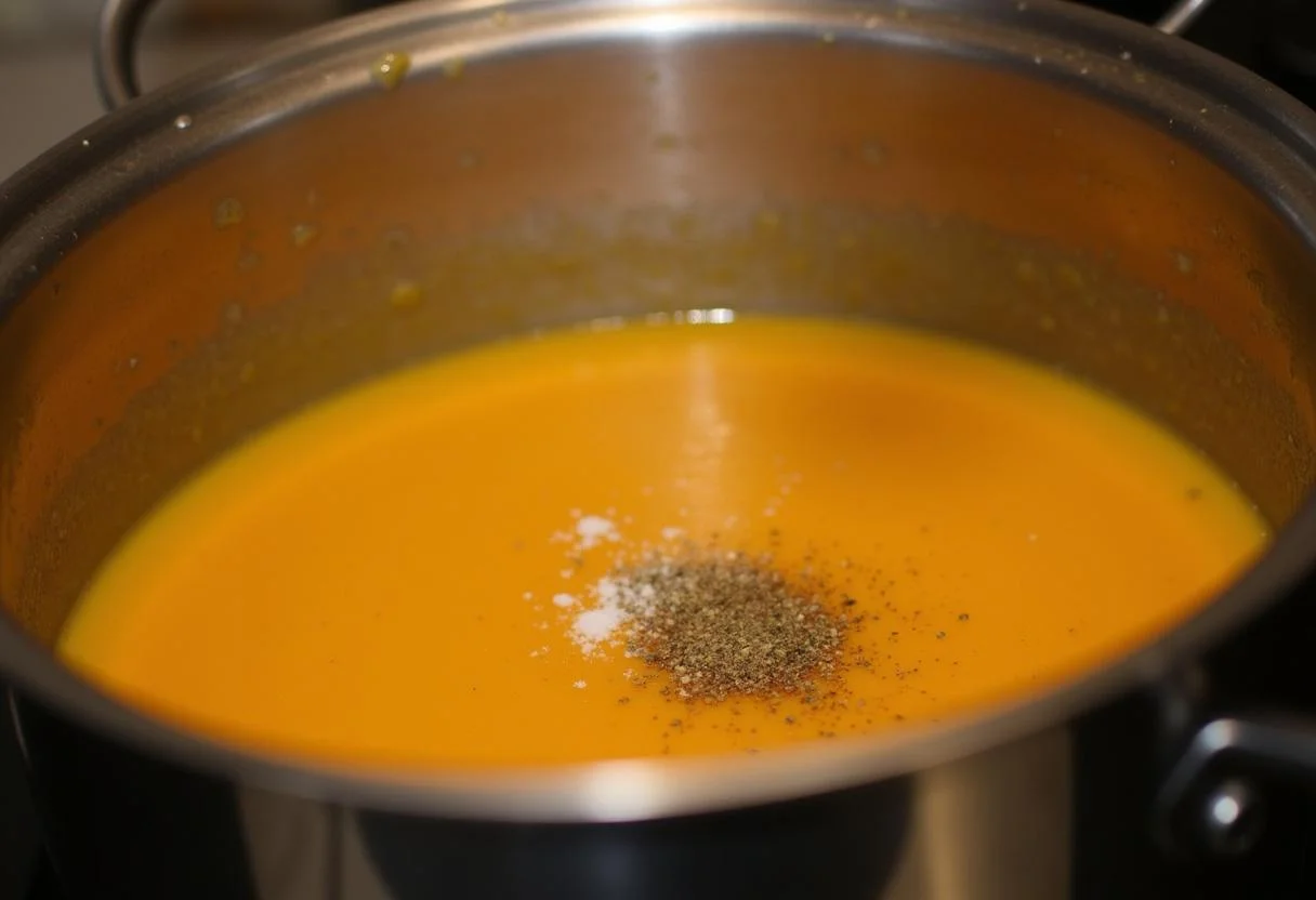 Seasoning Cinderella Fairy Godmother's Magical Pumpkin Soup, enhancing flavor with spices and herbs for a delightful finish.