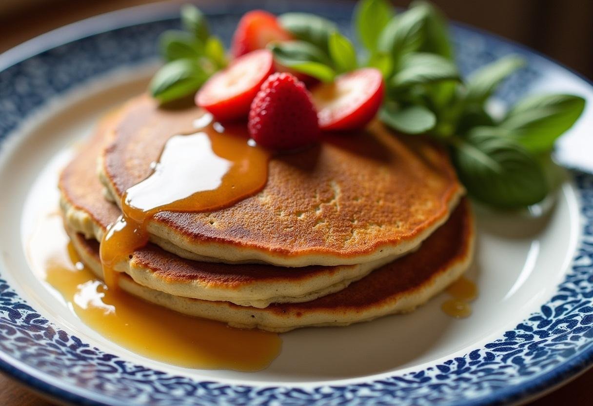 Final presentation of Dragon Ball Cell's Perfect Protein Pancakes, a delicious and healthy breakfast option.