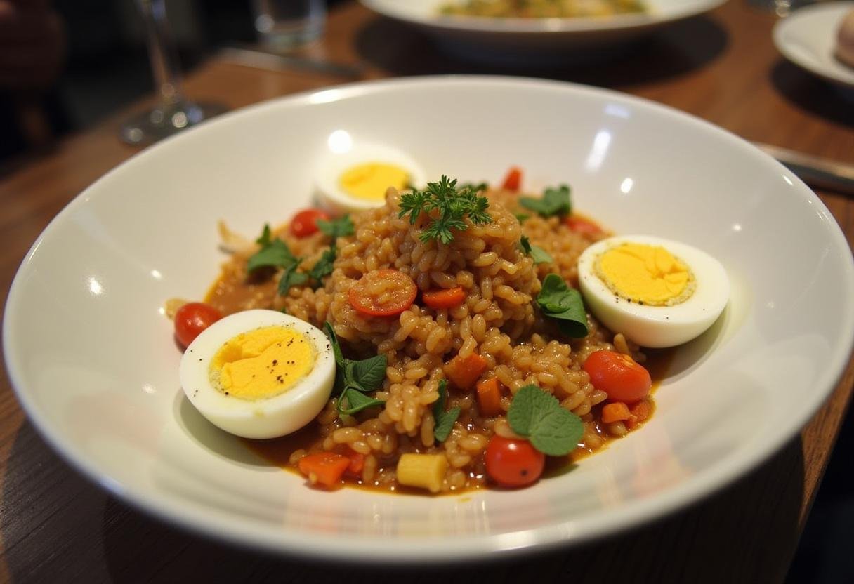 Delicious Dragon Ball Goku's Saiyan Scramble served on a plate, a colorful and appetizing display of the anime-inspired dish.