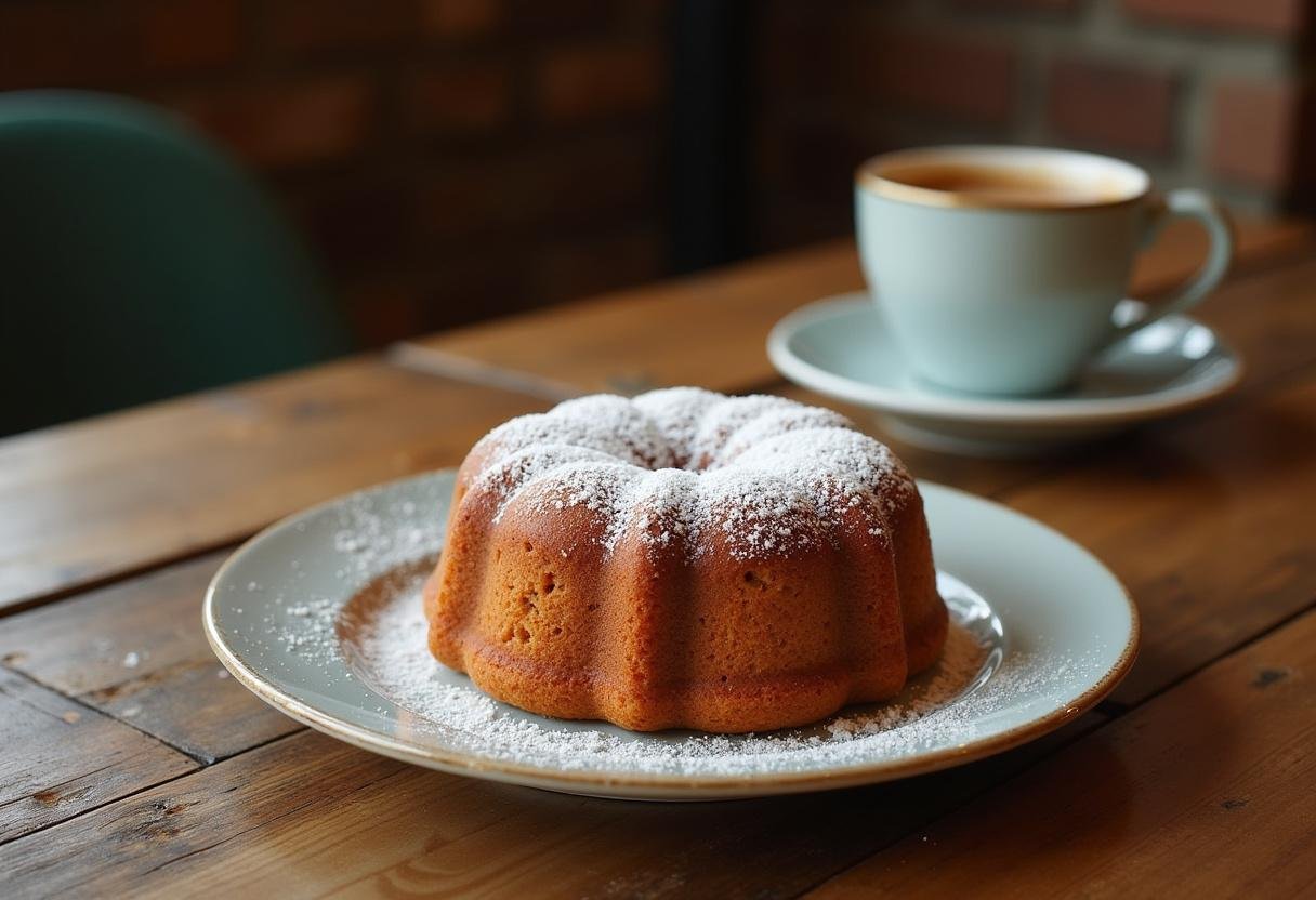 Delicious Friends Central Perk Coffee Cake served on a rustic table, showcasing the perfect coffee cake pairing with a warm cup of coffee.