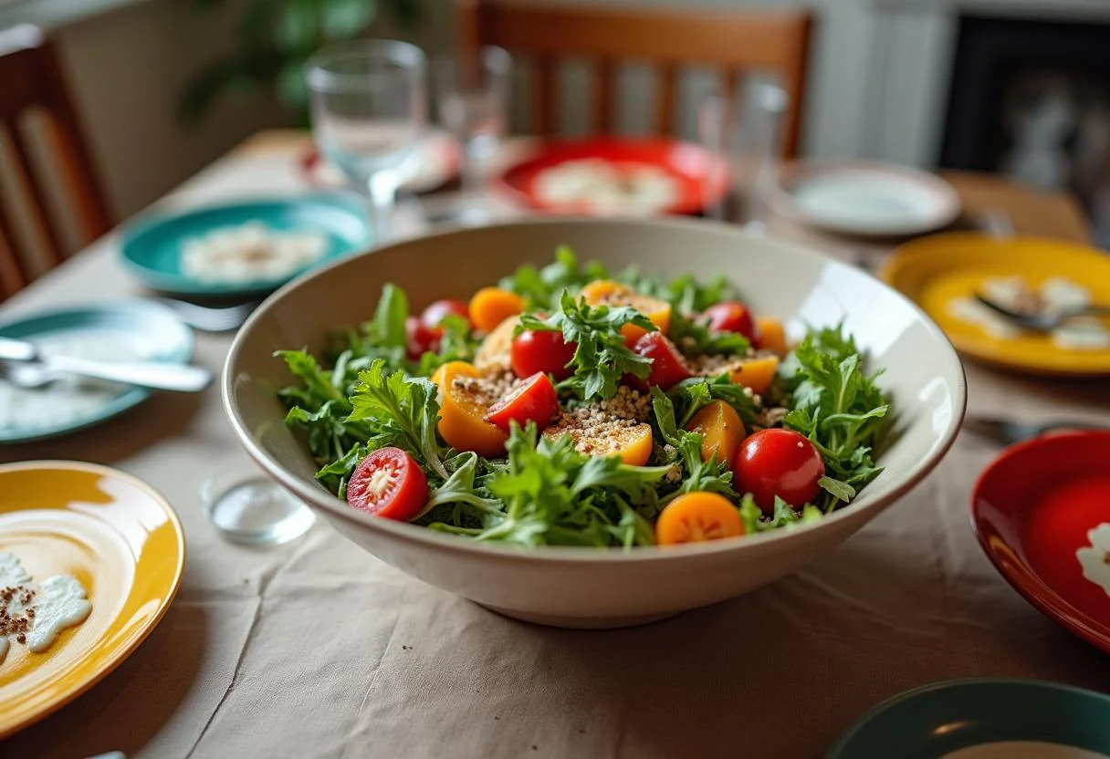 Displaying Frozen Northuldra Nature Noodle Salad elegantly in a serving bowl for a festive meal.