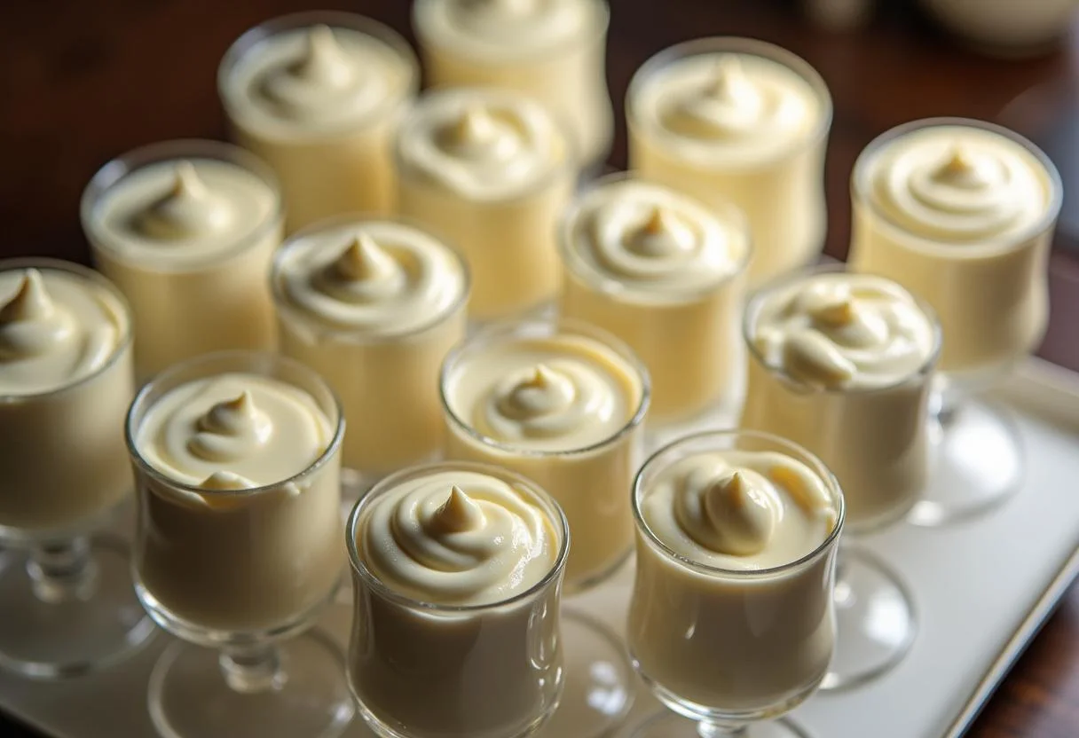 Final presentation of Game of Thrones Queen'sguard White Chocolate Mousse, showcasing a creamy and luxurious dessert experience.