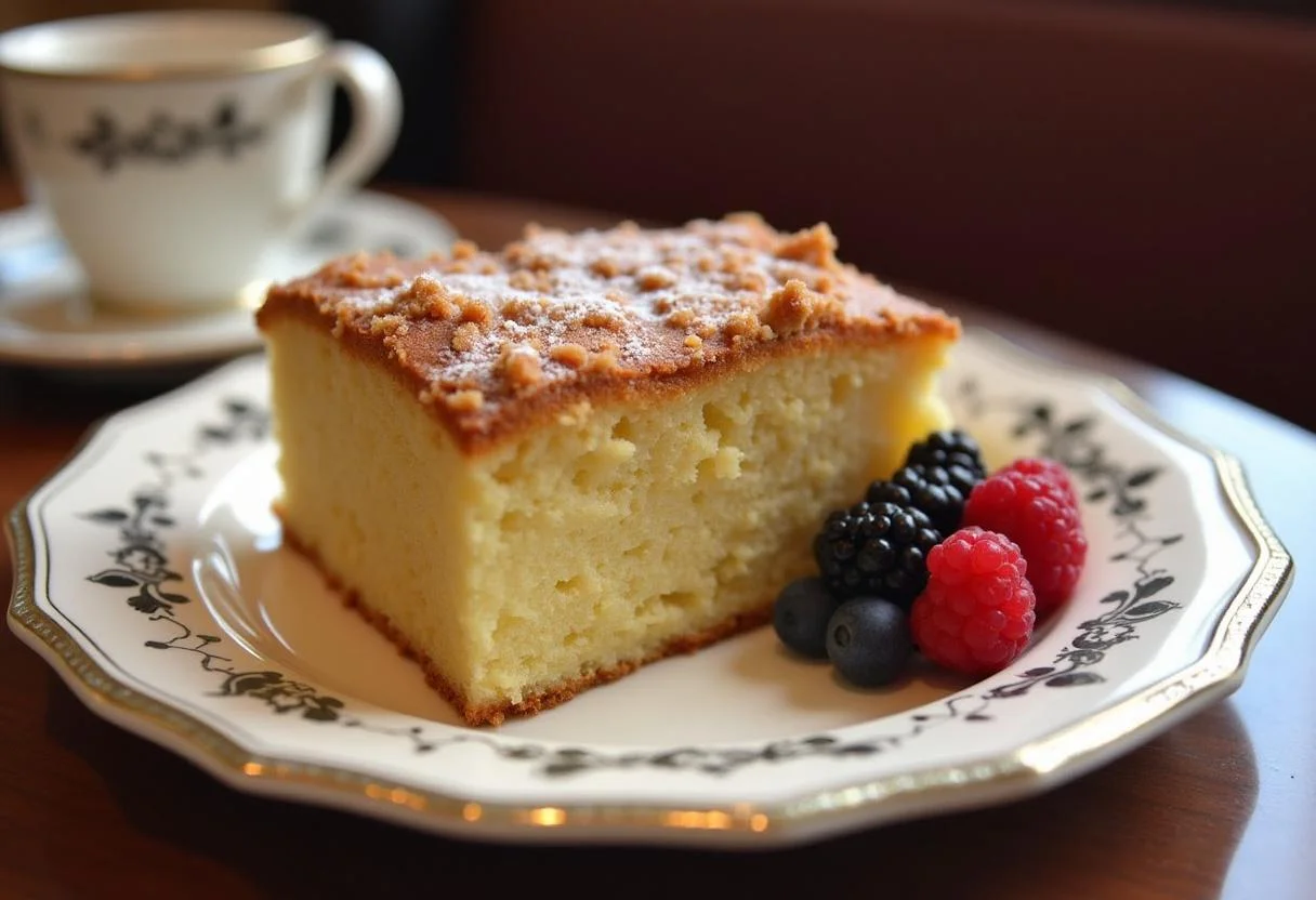 Delicious slice of Gilmore Girls Luke's Diner Coffee Cake served on a vintage plate, perfect for sharing.