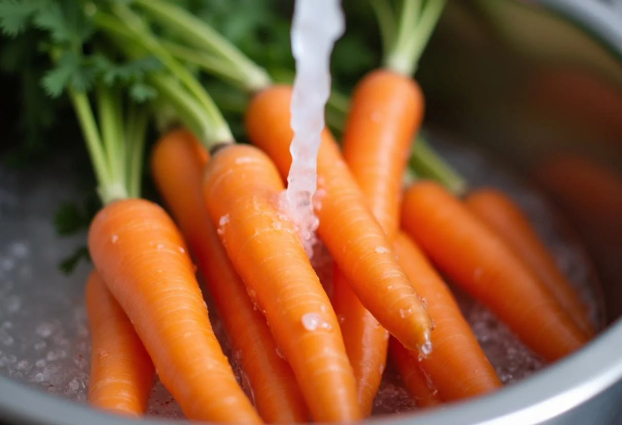 Hannibal Dr. Chilton's Confit Carrots fresh ingredients washing vibrant carrots.