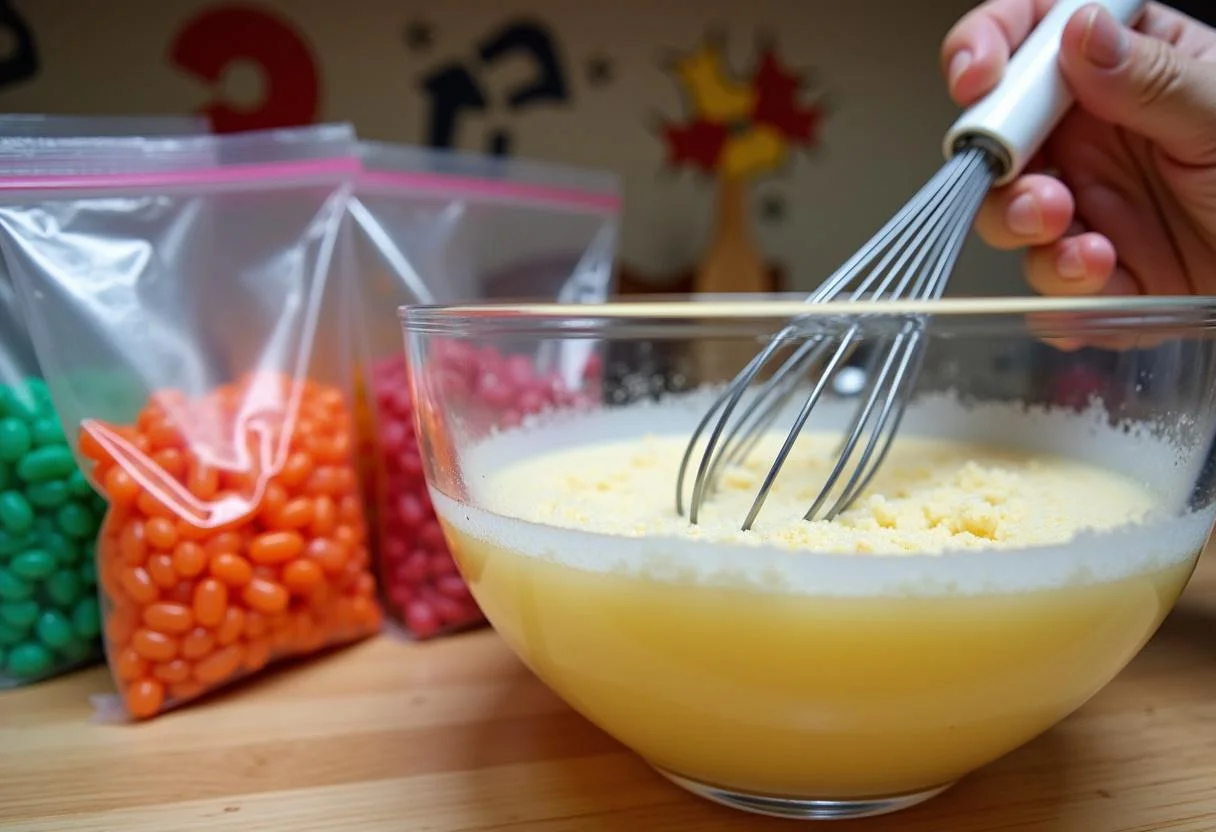 Making Harry Potter Bertie Bott's Every Flavor Bean Jelly Beans by mixing gelatin powder for a magical treat.
