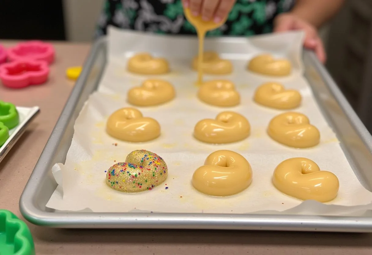 Pouring flavored mixture into molds for Harry Potter Bertie Bott's Every Flavor Bean Jelly Beans, showcasing a fun candy-making process.