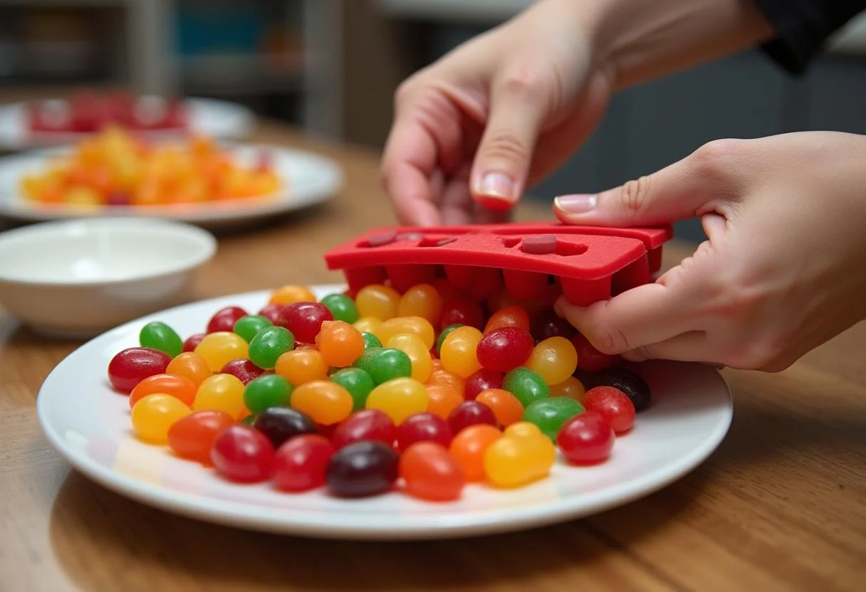 Removing freshly made Harry Potter Bertie Bott's Every Flavor Bean Jelly Beans from molds, ready to enjoy.