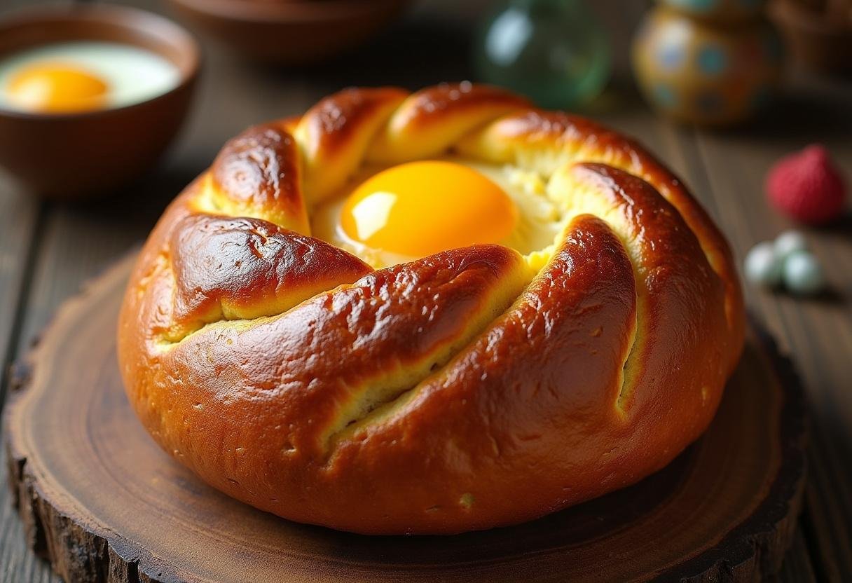 Deliciously baked Harry Potter Dragon Egg Bread displayed on a rustic table, capturing the magic of the wizarding world
