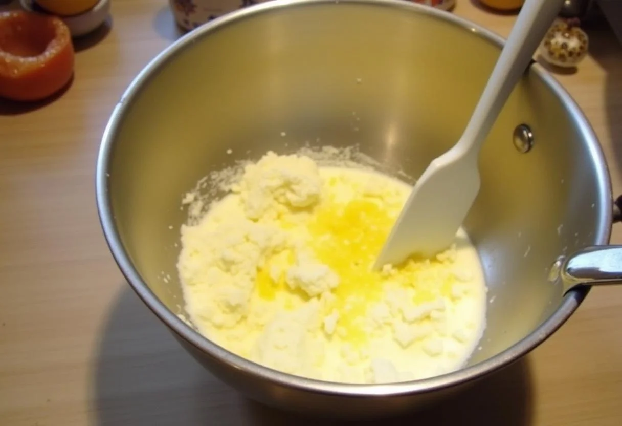 Mixing butter and lemon zest for Harry Potter Felix Felicis Lucky Lemon Bars, highlighting the creamy texture and fresh flavors.