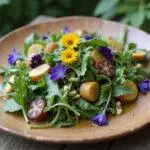 Gourmet presentation of Harry Potter Firenze's Forest Forage Salad in an outdoor setting.
