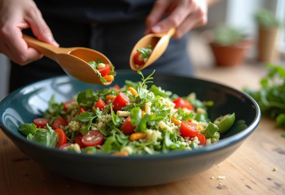 Tossing together the colorful ingredients for Harry Potter Firenze's Forest Forage Salad.