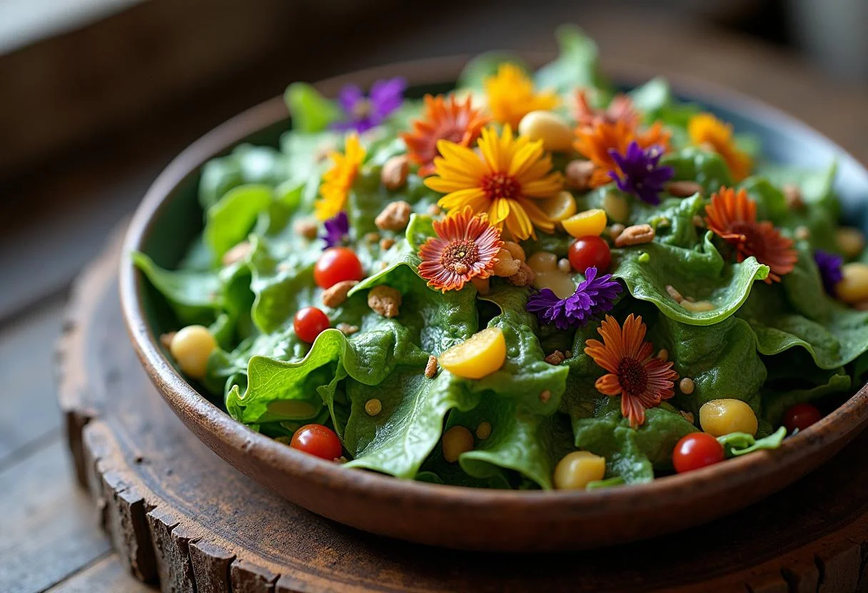 Close-up of the final Harry Potter Mandrake Screaming Salad, highlighting vibrant colors and magical details, perfect for fans of Harry Potter.