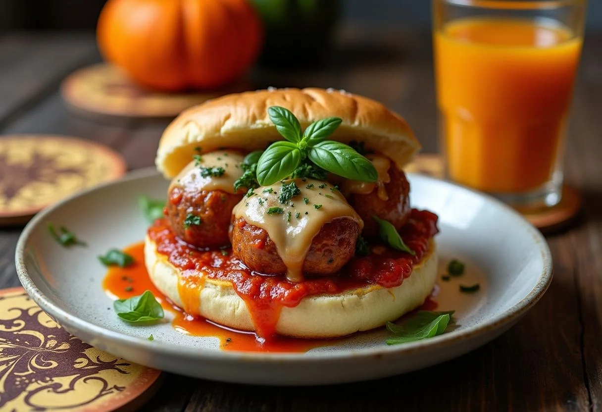 Delicious Harry Potter Ministry of Magic Meatball Subs on a rustic wooden table with magical elements.