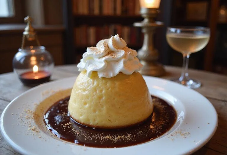 Delicious Harry Potter Patronus Charm Pudding served elegantly, showcasing the enchanting dessert with whipped cream and magical touches.