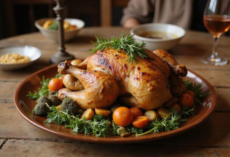 A stunning presentation of Harry Potter Ravenclaw Raven's Roost Roast Chicken, ready to delight any fan with its succulent flavors and elegant serving.