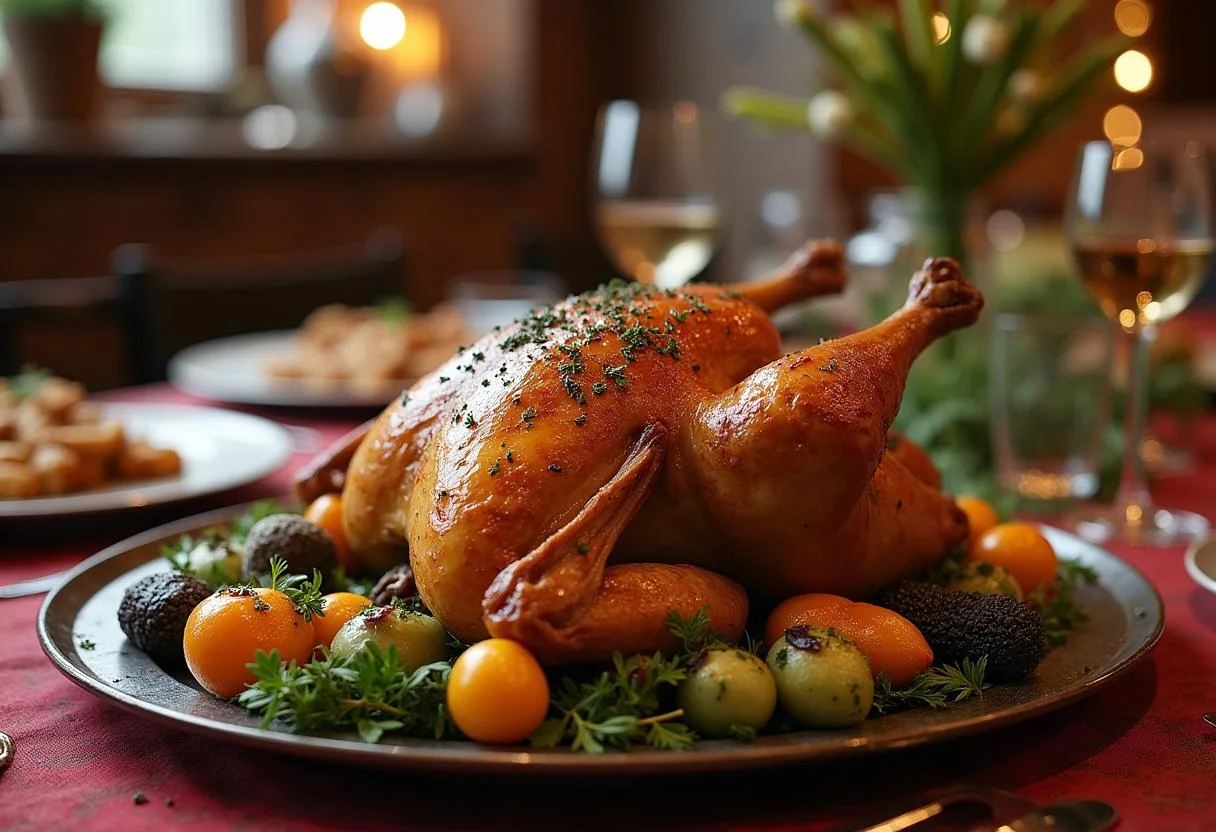 A stunning presentation of Harry Potter Ravenclaw Raven's Roost Roast Chicken, ready to delight any fan with its succulent flavors and elegant serving.